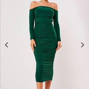 Emerald green scrunch dress